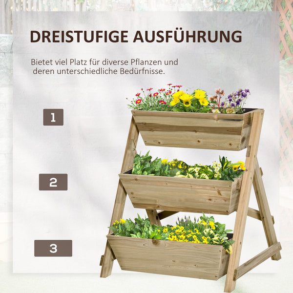 Hochbeet Blumenregal mit 3 Ablagen für Garten und Balkon aus Holz
