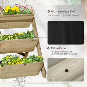 Hochbeet Blumenregal mit 3 Ablagen für Garten und Balkon aus Holz