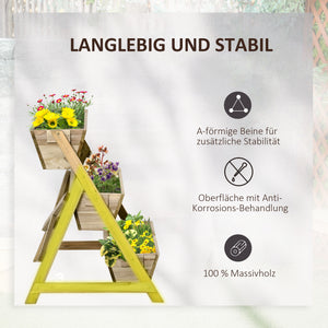 Hochbeet Blumenregal mit 3 Ablagen für Garten und Balkon aus Holz