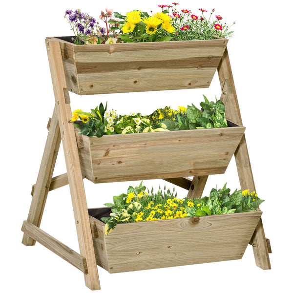 Hochbeet Blumenregal mit 3 Ablagen für Garten und Balkon aus Holz