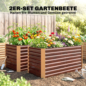 Hochbeet Set extra tief 120x60x60cm Metall braun