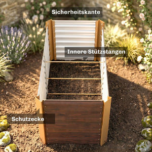 Hochbeet Set extra tief 120x60x60cm Metall braun