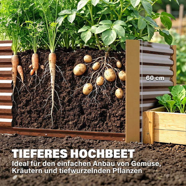 Hochbeet Set extra tief 120x60x60cm Metall braun