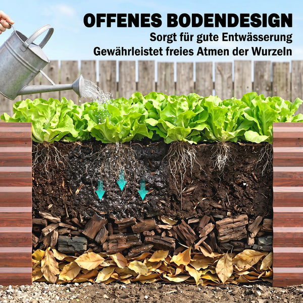 Hochbeet Set extra tief 120x60x60cm Metall braun