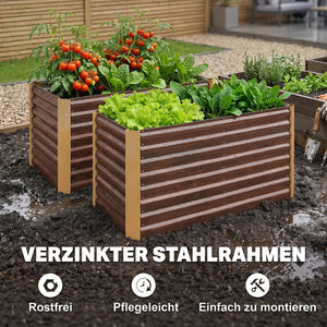 Hochbeet Set extra tief 120x60x60cm Metall braun
