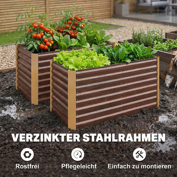 Hochbeet Set extra tief 120x60x60cm Metall braun