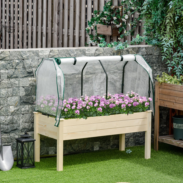 Hochbeet mit Folienabdeckung und Drainage für Garten Holz