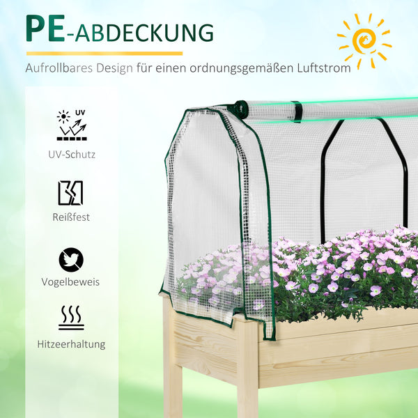 Hochbeet mit Folienabdeckung und Drainage für Garten Holz