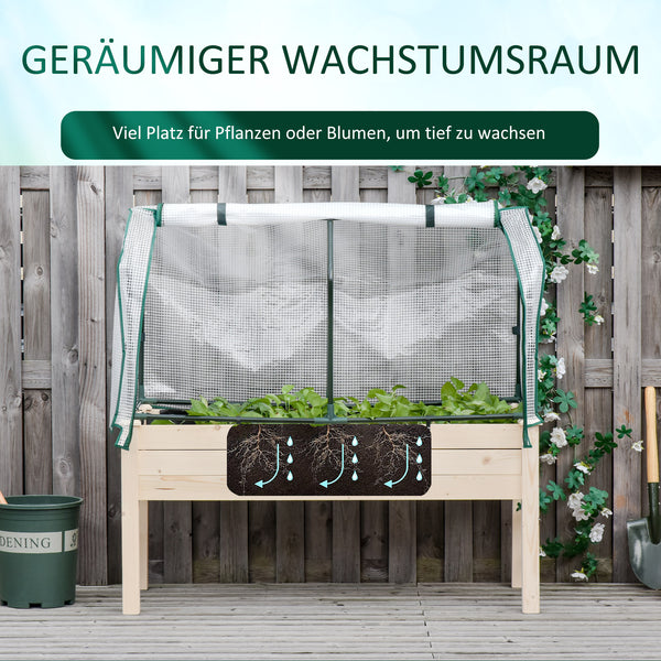 Hochbeet mit Folienabdeckung und Drainage für Garten Holz