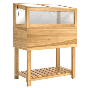 Hochbeet mit Frühbeetaufsatz und aufklappbarer Abdeckung aus Holz