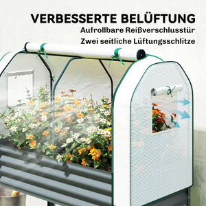 Hochbeet mit Frühbeetaufsatz und Ablage für Garten Metall