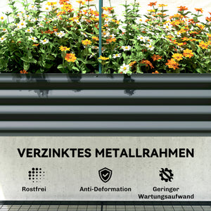 Hochbeet mit Frühbeetaufsatz und Ablage für Garten Metall