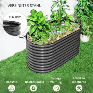 Hochbeet Pflanzkübel gross mit offenem Boden 160x80x80cm Metall dunkelgrau