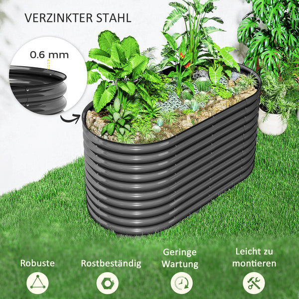 Hochbeet Pflanzkübel gross mit offenem Boden 160x80x80cm Metall dunkelgrau