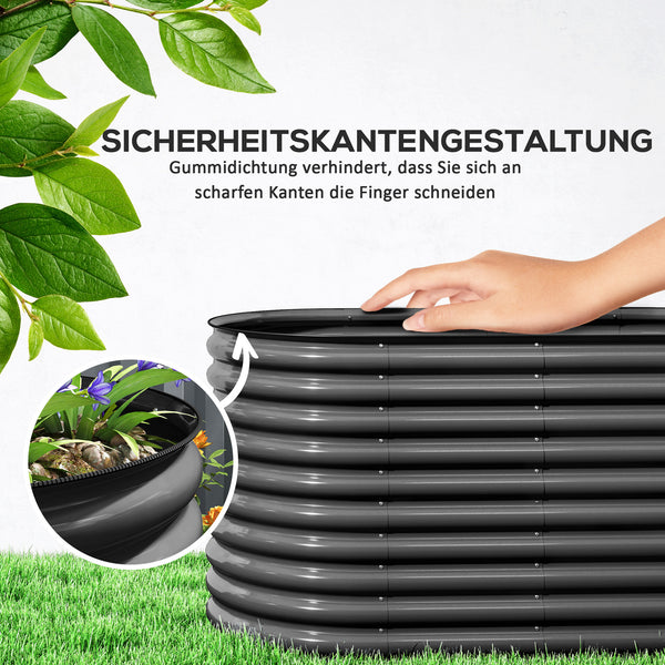 Hochbeet Pflanzkübel gross mit offenem Boden 160x80x80cm Metall dunkelgrau