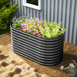 Hochbeet Pflanzkübel gross mit offenem Boden 160x80x80cm Metall dunkelgrau