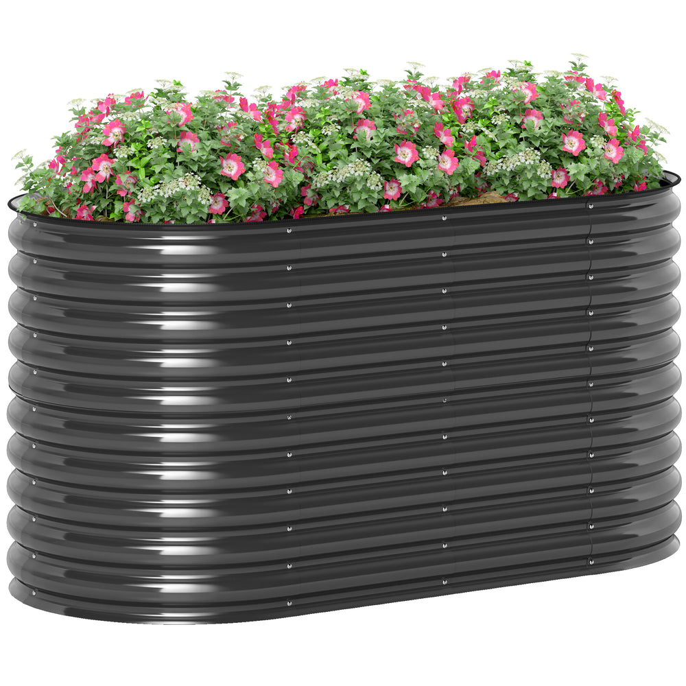 Hochbeet Pflanzkübel gross mit offenem Boden 160x80x80cm Metall dunkelgrau