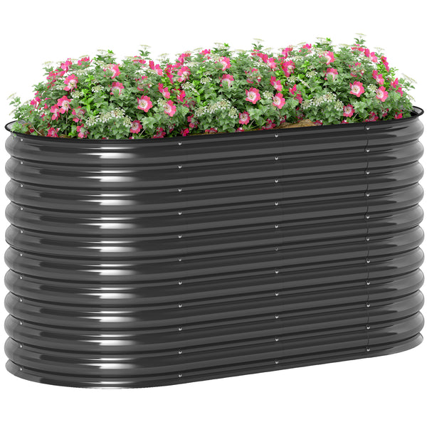 Hochbeet Pflanzkübel gross mit offenem Boden 160x80x80cm Metall dunkelgrau