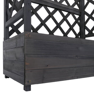 Hochbeet Holz anthrazit-grau mit Rankgitter 114x85x44cm