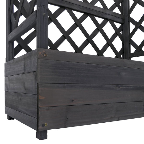 Hochbeet Holz anthrazit-grau mit Rankgitter 114x85x44cm