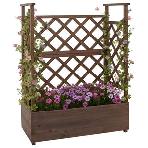 Hochbeet mit Rankgitter aus Holz 114x85x44cm Braun