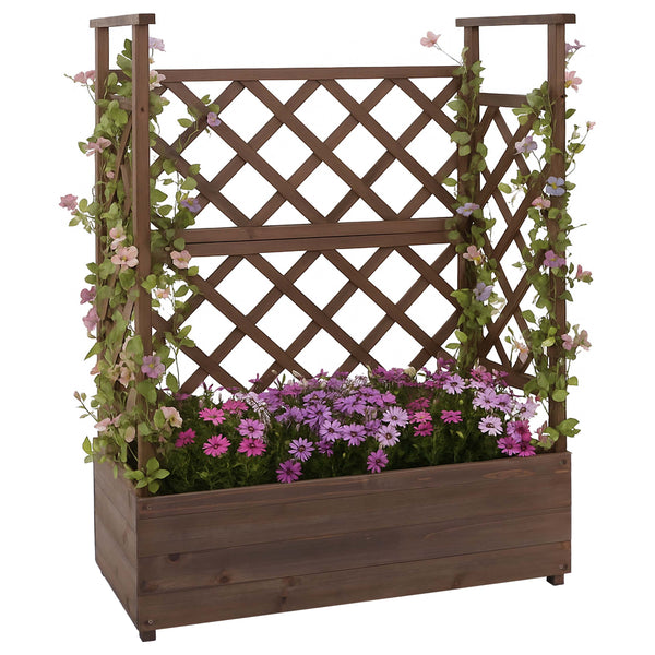 Hochbeet mit Rankgitter aus Holz 114x85x44cm Braun