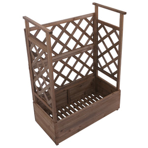 Hochbeet mit Rankgitter aus Holz 114x85x44cm Braun