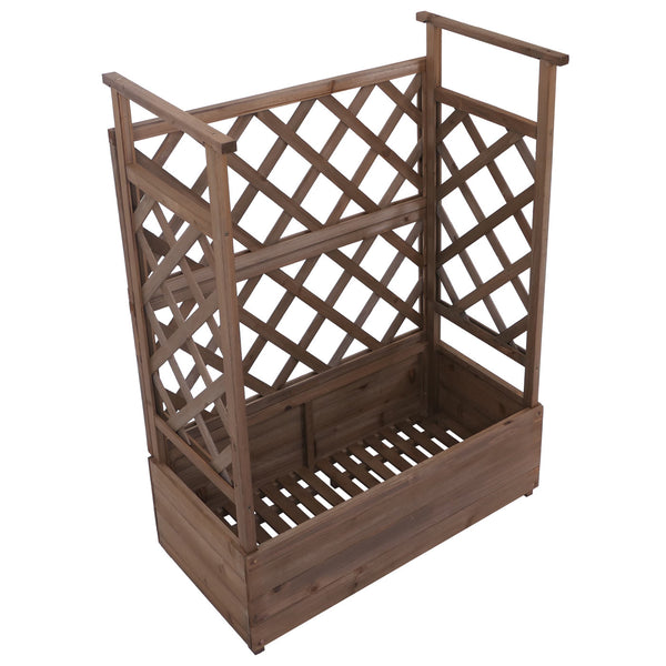 Hochbeet mit Rankgitter aus Holz 114x85x44cm Braun