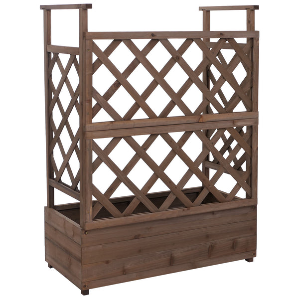 Hochbeet mit Rankgitter aus Holz 114x85x44cm Braun