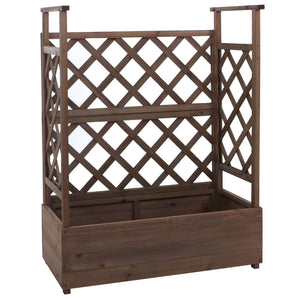 Hochbeet mit Rankgitter aus Holz 114x85x44cm Braun