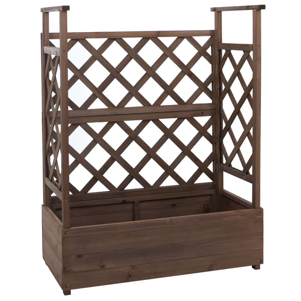 Hochbeet mit Rankgitter aus Holz 114x85x44cm Braun