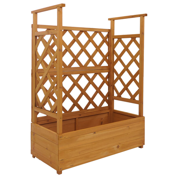 Hochbeet mit Rankgitter aus Holz, 114x85x44cm, natur