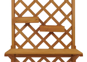 Hochbeet aus Holz mit Rankgitter und Ablage, natur, 135x70x30cm
