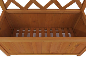 Hochbeet aus Holz mit Rankgitter und Ablage, natur, 135x70x30cm