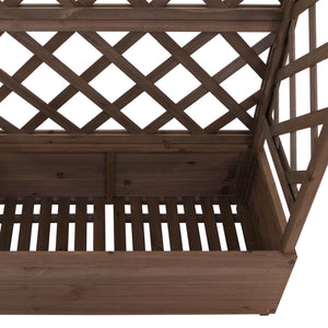 Hochbeet aus Holz mit Rankgitter, 138x110x44cm, braun