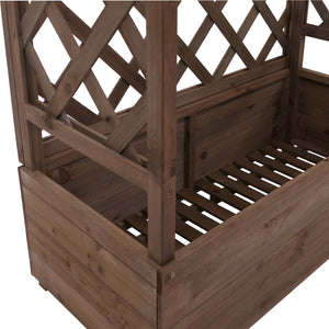 Hochbeet aus Holz mit Rankgitter, 138x110x44cm, braun