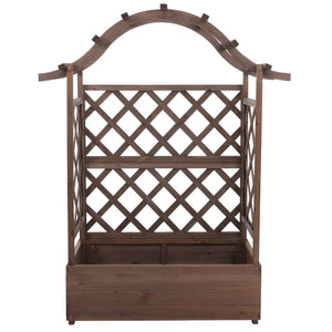 Hochbeet aus Holz mit Rankgitter, 138x110x44cm, braun