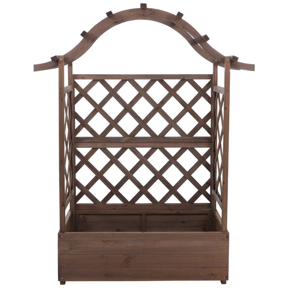 Hochbeet aus Holz mit Rankgitter, 138x110x44cm, braun