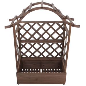 Hochbeet aus Holz mit Rankgitter, 138x110x44cm, braun