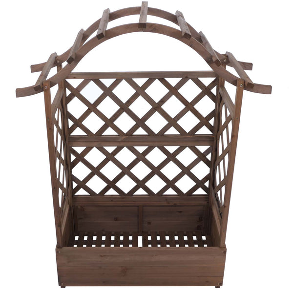 Hochbeet aus Holz mit Rankgitter, 138x110x44cm, braun