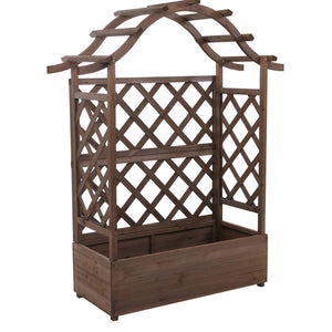 Hochbeet aus Holz mit Rankgitter, 138x110x44cm, braun