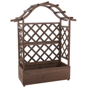 Hochbeet aus Holz mit Rankgitter, 138x110x44cm, braun