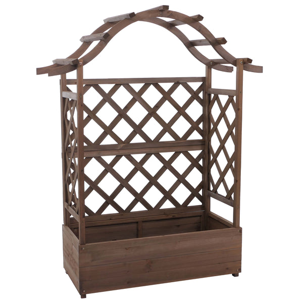 Hochbeet aus Holz mit Rankgitter, 138x110x44cm, braun