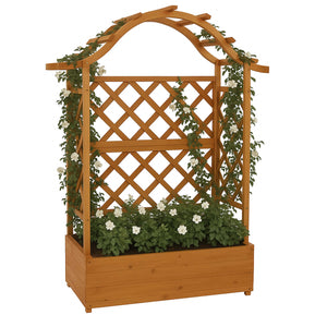 Hochbeet mit Rankgitter aus Holz, Pflanzkasten 138x110x44cm natur