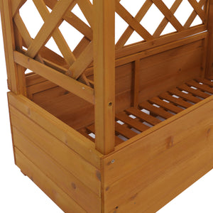 Hochbeet mit Rankgitter aus Holz, Pflanzkasten 138x110x44cm natur