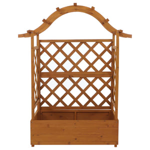 Hochbeet mit Rankgitter aus Holz, Pflanzkasten 138x110x44cm natur