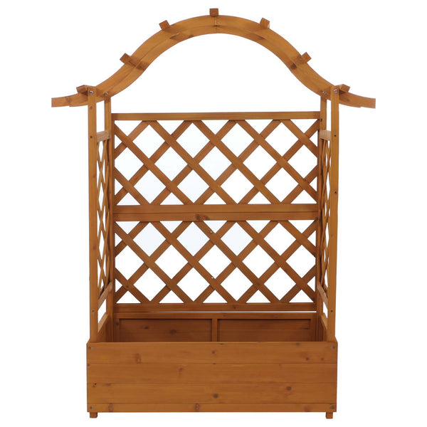 Hochbeet mit Rankgitter aus Holz, Pflanzkasten 138x110x44cm natur