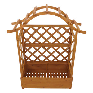 Hochbeet mit Rankgitter aus Holz, Pflanzkasten 138x110x44cm natur