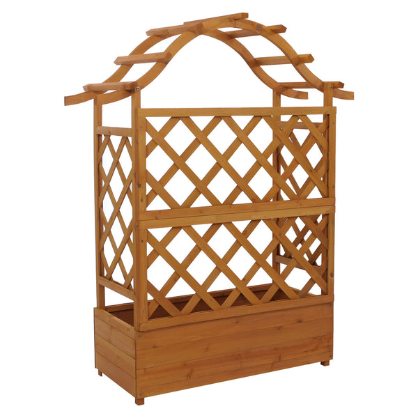 Hochbeet mit Rankgitter aus Holz, Pflanzkasten 138x110x44cm natur