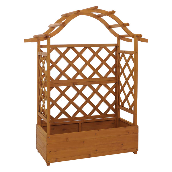 Hochbeet mit Rankgitter aus Holz, Pflanzkasten 138x110x44cm natur
